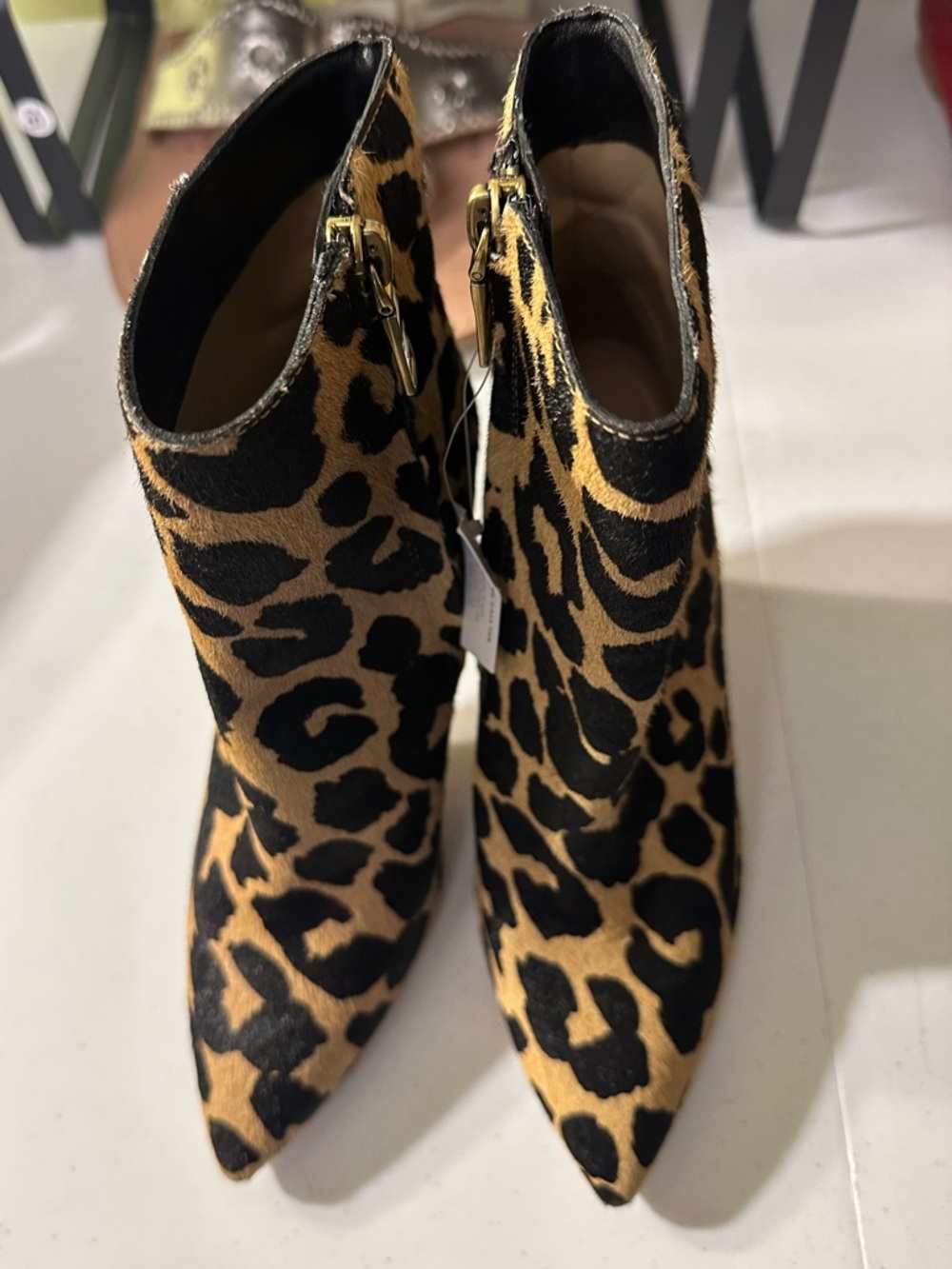 Coach Carter Calf Hair Leopard Print Booties Sz 5 NWT
